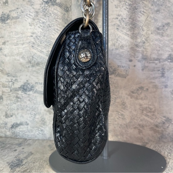 Elliott Lucca Black Leather intrecciato style shoulder bag - Picture 4 of 15